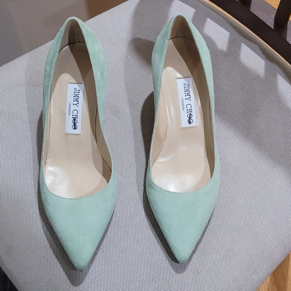 Jimmy Choo Light Green Suede Heels